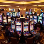 Players engaging with du88 slot machines celebrating wins in a lively casino atmosphere
