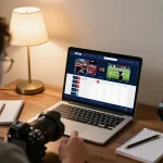 MMOO player placing strategic bets on a vibrant sports betting platform from home