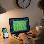 Engaged user placing bets on nk88 with live sports odds displayed on laptop.