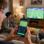 Engaging sports betting scene showcasing tỷ lệ kèo nhà cái 5 during a home game night.