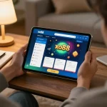 Player engaging with the xo88 mobile app for online gambling, showcasing an interactive and strategic gaming experience.