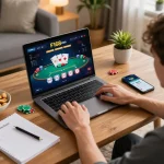 Engaging gameplay on the F168 com casino interface from a home gaming setup, highlighting excitement.