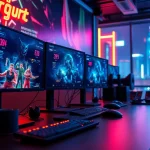 Engaging esports betting Malaysia experience with vibrant gaming setup and dynamic visuals.