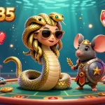 Experience luck885 with a vibrant 3D illustration, depicting fun characters and exciting casino elements in action.
