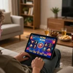 Engaged player enjoying SC88 online casino games from a cozy home setting