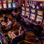 Players celebrate wins at vibrant slots, capturing the excitement of online gambling m101.