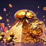 Experience the excitement of betting with скачать бет бум showcased by golden coins, dynamic gaming symbols, and a vibrant scene.