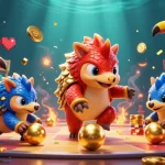 Engage in exciting online gaming with ยูฟ่า, featuring dynamic pangolin characters and vibrant casino elements.