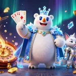 Experience the excitement of bandar togel online with a captivating illustration of a polar bear king and foxtale!