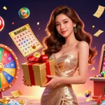 Experience the excitement of togel online 4D with vibrant characters and dynamic elements in a festive casino scene.