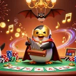 Experience the excitement of brg77 with a vibrant casino scene featuring playful characters and dynamic poker elements.