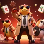 Mansion88's colorful scene with raptors sneaking into a casino, highlighting vibrant gambling elements.