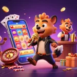Experience the fun at tải sunwin with a vibrant casino scene featuring hyena characters and dynamic gaming elements.