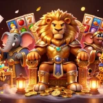 Experience the excitement of situs slot games surrounded by vibrant symbols and casino elements.