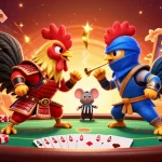 Experience thrilling gameplay with dynamic slot gacor online featuring cartoon roosters in an epic showdown.