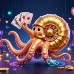 Engage with bigpot88 in a vibrant 3D casino scene featuring a giant nautilus roulette wheel.